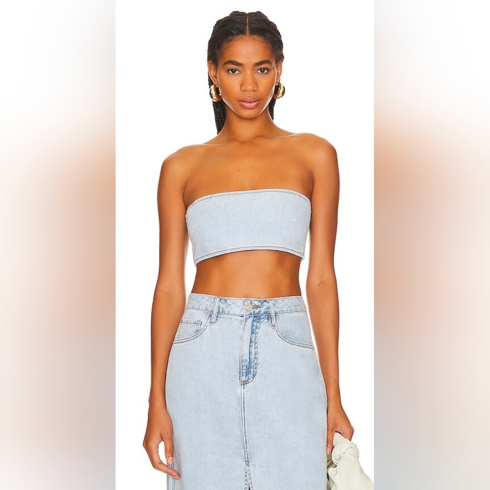 Light Blue Denim Bandeau Top - Weworewhat